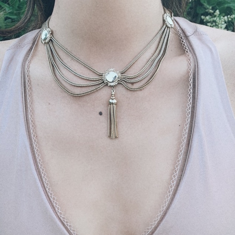 Antique Gold Fringe Choker